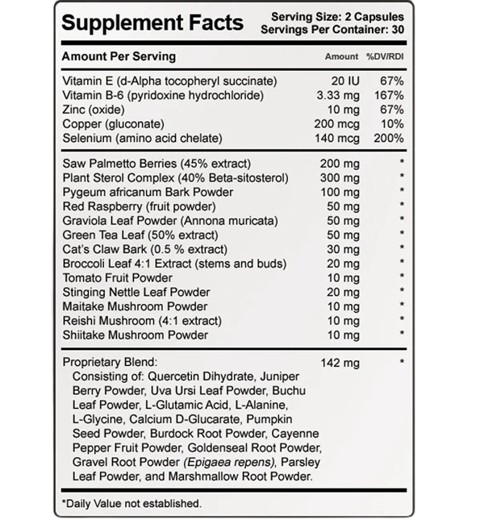 Prostate 911 supplement facts